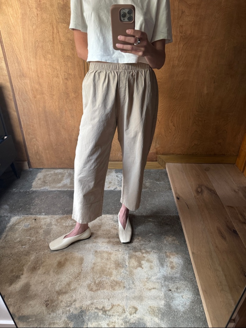 Priory Bow Stretch Poplin Wide Leg Pants Khaki NWOT | LA Designer